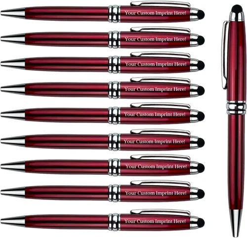 Miniatura 11 de Ancolo Bolígrafos personalizados con lápiz digital - Cuerpo metálico grabado con su mensaje, nombre/número de teléfono, tinta negra. Ideal