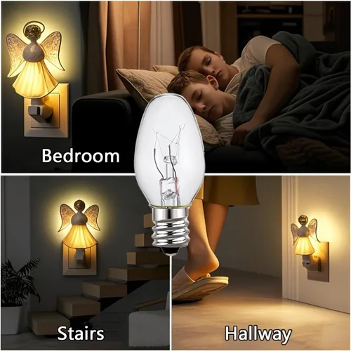 Miniatura 8 de Bombillas de luz nocturna, base de candelabro E12, bombilla decorativa de 4 vatios/C7/120V, blanco cálido, paquete de 6