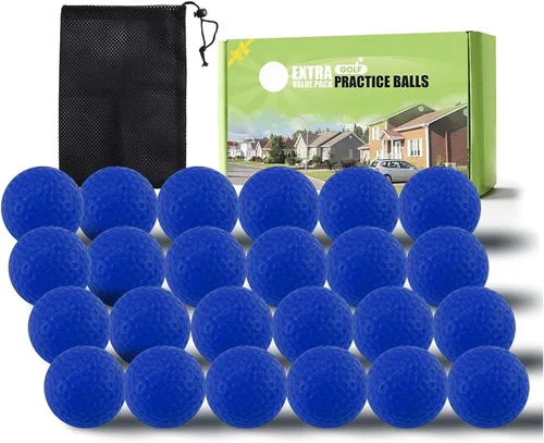 Miniatura 24 de FINGER TEN Pelotas de práctica de golf de espuma de colores, paquete de 12, 24, 50 unidades, pelota de golf ligera de vuelo limitado para interiores