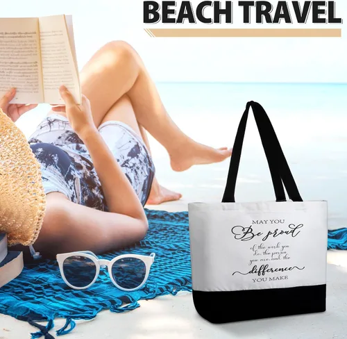 Miniatura 5 de Silkfly 32 piezas inspiradoras bolsa de lona con cremallera reutilizable motivacional bolsa de maquillaje conjunto para mujeres, amigas compañeras