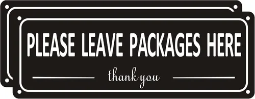i-CowFun - Letrero de metal con texto en inglés "Leave Packages Here", 10 x 3.5 pulgadas, aluminio, para exteriores, libre de óxido, resistente a la