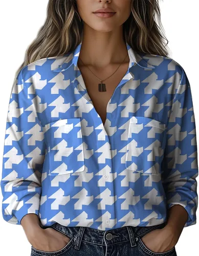 Miniatura 7 de Summer Tops for Women Lightweight Button Flowy Shirts Boho Long Sleeve Blouses Casual Clothes with Pockets