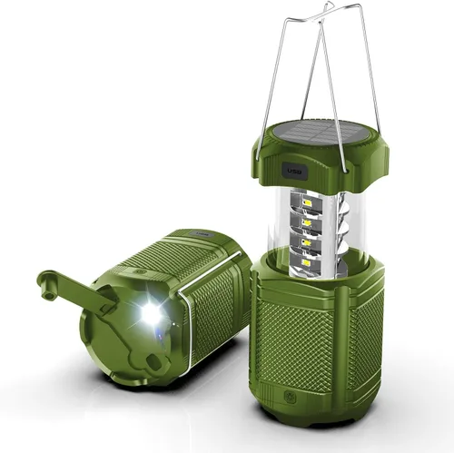 Miniatura 9 de Linterna de camping 5000mAh Solar con manivela telescópica, linterna LED recargable con USB, carga para cortes de energía, lámpara de batería