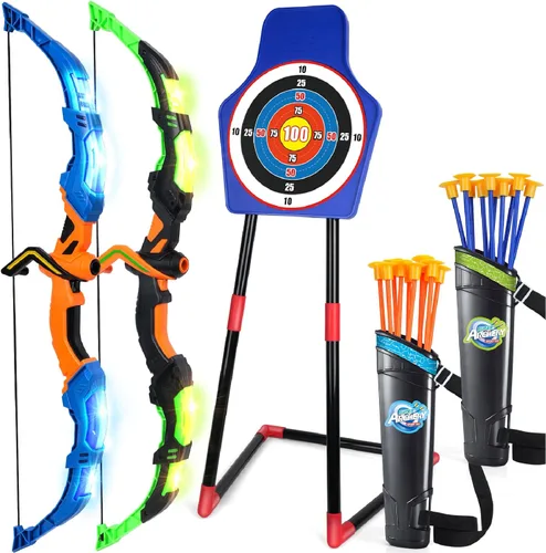 TOY Life Arco y flecha para niños de 4 a 6 y 8 a 12 años, juego de tiro con arco y flecha para niños, juegos al aire libre, juguetes para niños de 5