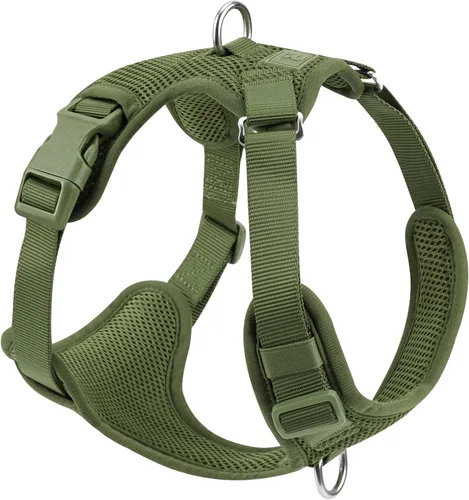 Arnés sin tirones para perros pequeños, medianos y grandes, chaleco de malla ajustable de 2 capas con doble clip, a prueba de escapes, liberación
