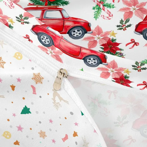Miniatura 4 de Erosebridal Juego de funda de edredón de flores de pascua, diseño de árbol de Navidad verde, tamaño individual, colorido con luces de Navidad, juego
