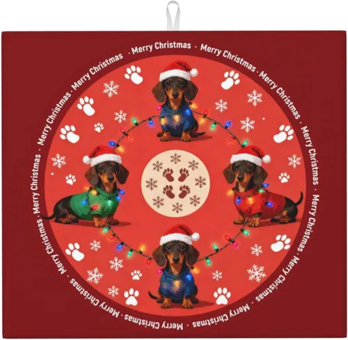 Miniatura 12 de Tapete de secado de platos de hojas de otoño para encimeras de 18 x 16 pulgadas, almohadilla protectora para escurridor de platos con lazo