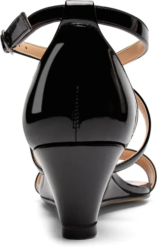 Miniatura 4 de Zamikoo Sandalias de tacón de cuña cruzada para mujer, correa de tobillo con hebilla ajustable, talla 5 de EE. UU. - talla 13