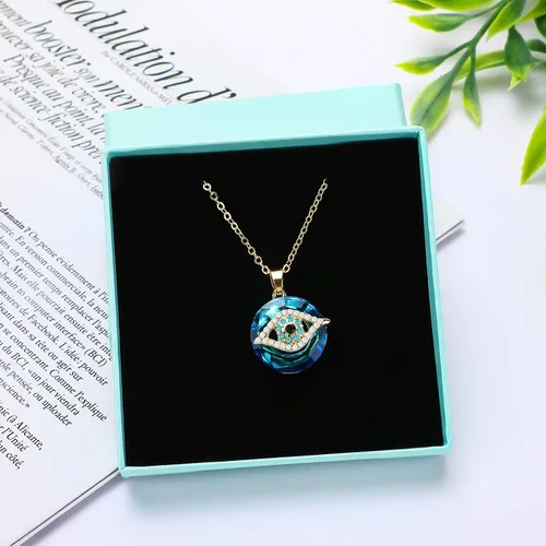 Miniatura 8 de Collar contra el mal de ojo, collar con dije de mal de ojo con círculo de cristal como collar de joyería de mal de ojo, collar de buena suerte, dije