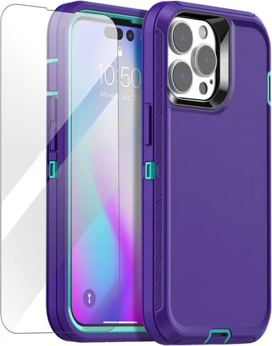 Miniatura 10 de AICase Funda para iPhone 14 Pro Max (6.7") con Protector de Pantalla de Vidrio, Protección contra Caídas de Servicio Pesado, Cuerpo Completo