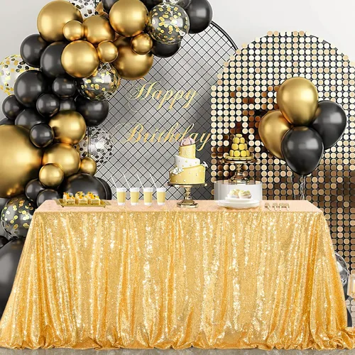 Miniatura 42 de B-COOL Mantel de lentejuelas de 60 x 102 pulgadas, mantel de cumpleaños rectangular azul bebé, brillante, duradero, boda, fiesta, restaurante