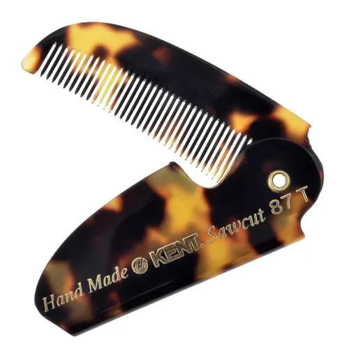 Kent 87T TY - Peine de bolsillo plegable hecho a mano para hombres, peine alisador de pelo de dientes finos para el cuidado diario del cabello,