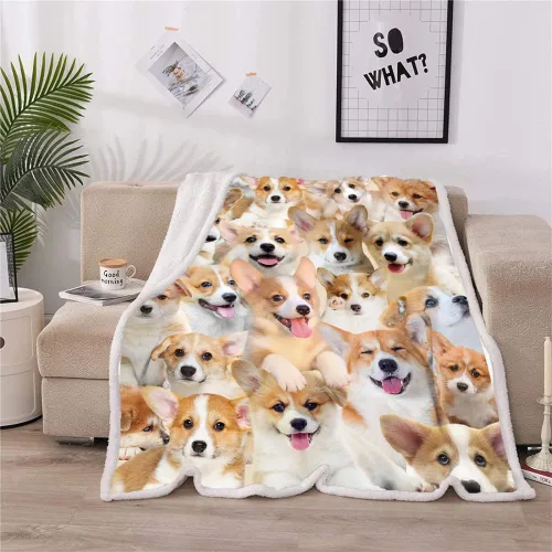 Miniatura 4 de Manta de regalo Corgi, manta de perro de dibujos animados para amantes, niños, niñas, adultos, bonita decoración de cachorro, 50 x 60 pulgadas