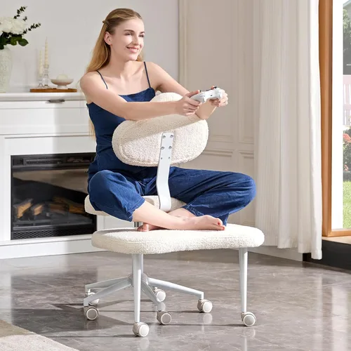 Pinmoco Silla de Oficina para Sentarse con Piernas Cruzadas con Ruedas, Silla de Meditación, Silla TDAH para Adultos, Respaldo y Asiento más Anchos