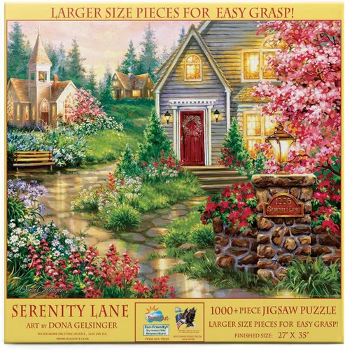 SUNSOUT INC Serenity Lane - Rompecabezas de 1000 piezas grandes por artista: Dona Gelsinger - Tamaño acabado 27" x 35" - MPN # 57225