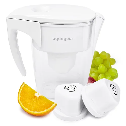 Aquagear Paquete de agua de 1 año - Jarra de filtro de agua y filtro de repuesto adicional - plomo, cloro, PFOA/PFOS, filtro de microplásticos, 10