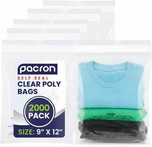 Miniatura 7 de Paquete de 500 bolsas de polietileno transparentes de 9 x 12 pulgadas – Bolsas de plástico autosellantes para embalaje, envío y almacenamiento