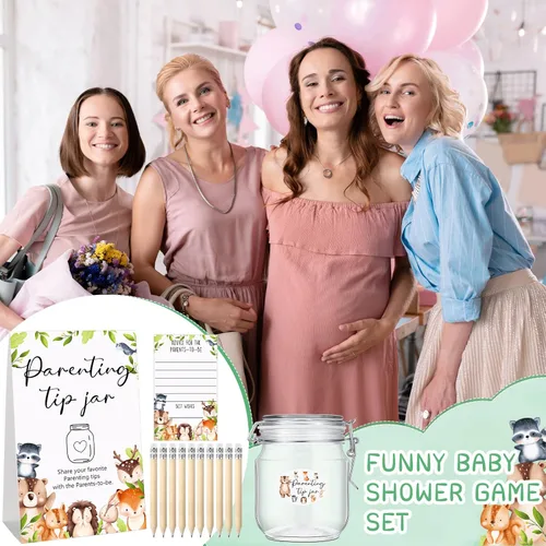 Miniatura 7 de Roowest Tarjetas de consejos de Baby Shower para bebé para nuevos padres - Cartel de frasco de propinas para nuevos padres, 60 tarjetas de consejos