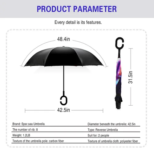 Miniatura 210 de SIEPASA Paraguas invertido invertido de 49/56 pulgadas, doble toldo extra grande, ventilado, resistente al viento, impermeable, paraguas de golf