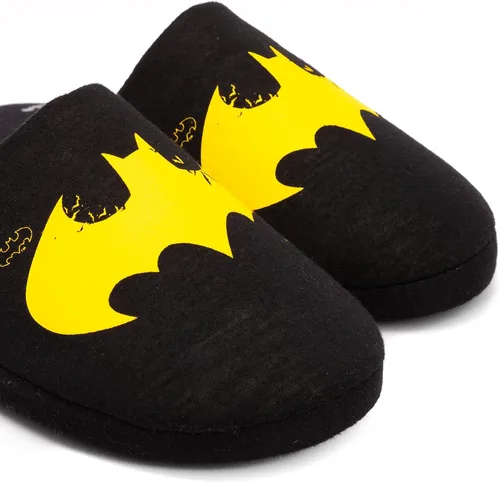 Miniatura 6 de DC Comics Batman - Pantuflas para hombre con logotipo amarillo oscuro, Negro