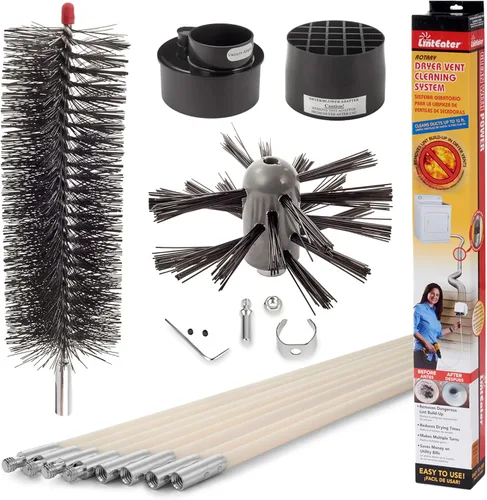 Miniatura 11 de Kit de limpieza para conductos de ventilación de secadora - Gardus RLE202 LintEater, kit limpiador rotatorio para ventilación de secadora, elimina