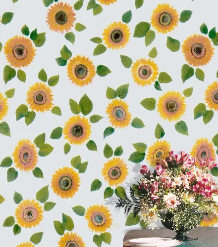 Miniatura 8 de 8083 - Papel tapiz de hojas florales para despegar y pegar, 17.7 pulgadas x 9.8 pies, mosaico, enrejado, margarita, flores, papel de contacto
