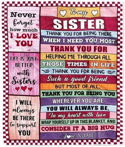 Miniatura 6 de Manta personalizada con texto en inglés «To My Sister from Sister Wood» No Matter Where Life Takes Us Soul Sister cumpleaños, Navidad, graduación