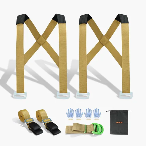 VEVOR - Correas de mudanza, sistema de elevación para 2 personas con 2 correas de arnés, 2 de carga y 1 manual, correas ajustables para elevar