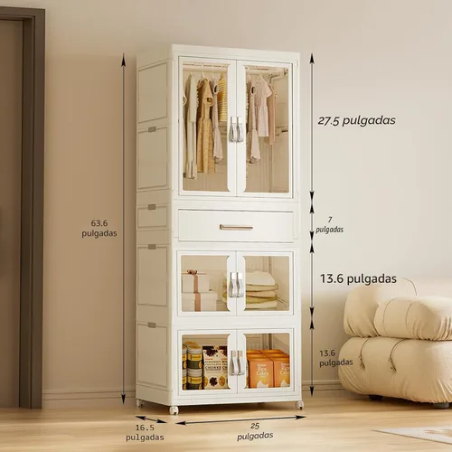 Miniatura 2 de Armario grande portátil para niños, armario de ropa para adultos, armario con cajones y puertas, organizador plegable de almacenamiento de disfraces