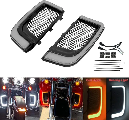 Miniatura 2 de Protector de motor para parrillas, carenado de pierna, luz LED de señal de giro compatible con Harley Touring Street Glide Road Glide Electra Glide