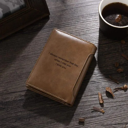 Miniatura 31 de Carteras personalizadas para hombres, cartera personalizada para hombre con imagen grabada y nombre, billetera delgada de cuero plegable, regalos