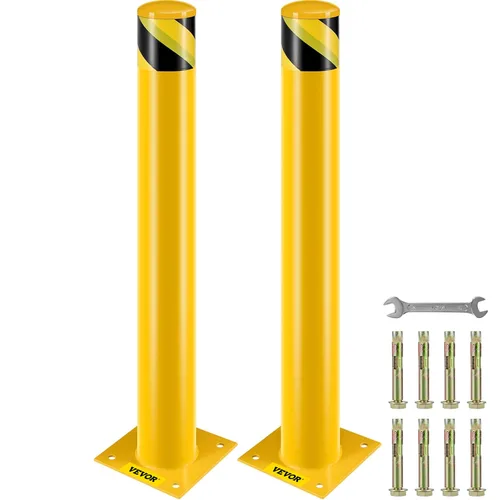 VEVOR Bolardo de seguridad, poste de bolardo de altura de 36 pulgadas, poste de bolardo de seguridad de tubería de acero de 4.5 pulgadas de