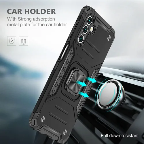Miniatura 6 de HNHYGETE Funda para Samsung A13 5G, Galaxy A13 5G con protector de pantalla, soporte giratorio de grado militar de 360° (resistente), fundas Negro