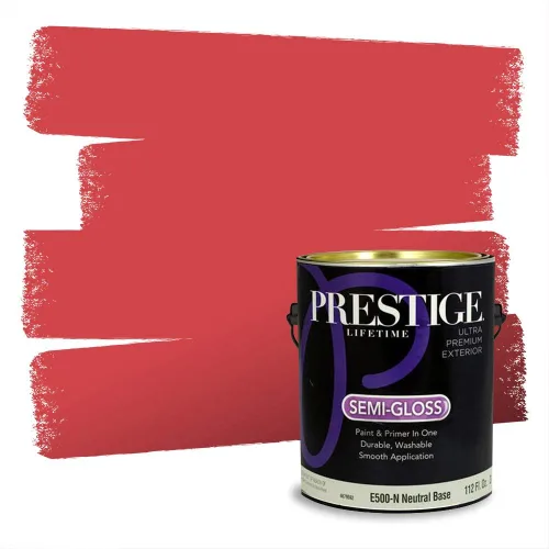 Miniatura 734 de Prestige Paints Pintura exterior e imprimación en uno, 1 galón, plano, coincidencia comparable de Valspar* Amber Rose*