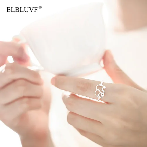 Miniatura 2 de Anillo de plata de ley 925 con elefante y animal de la suerte, regalo de dama de honor