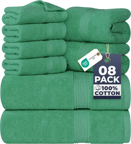 Miniatura 12 de Utopia Towels - Juego de toallas de 8 piezas, 2 toallas de baño, 2 toallas de mano y 4 para la cara, 100% algodón hilado en anillo, 600 GSM, Beige