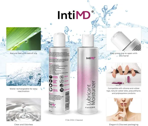 Miniatura 3 de IntiMD Lubricante personal hidratante a base de agua, aprobado por la FDA 510K, de larga duración, agradable para la piel sensible, 8.5 onzas