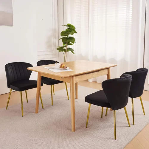 Miniatura 2 de ANOUR Juego de 2 sillas de comedor, modernas sillas de cocina de terciopelo, sillas laterales tapizadas con patas de metal dorado para comedor, sala