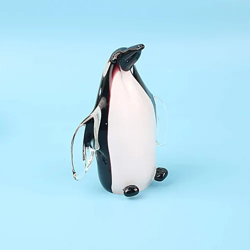 Miniatura 3 de Hophen - Figura de pingüino de cristal soplada hecha a mano, escultura de pingüino de cristal, estatua de animal, adornos coleccionables
