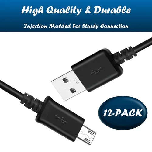 Miniatura 2 de [Paquete de 12 cables micro USB a granel – 1 M/3.3 pies de carga, sincronización de datos rápida micro USB a USB A cable para Samsung Galaxy S7 S6