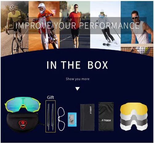Miniatura 9 de X-TIGER Gafas de sol polarizadas para deportes con 5 lentes intercambiables, gafas de ciclismo para hombres y mujeres, para béisbol, correr, pesca