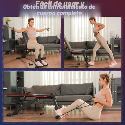 Miniatura 8 de FLYBIRD Banco de pesas plegable con bandas de resistencia, 8 respaldos de ajuste rápido FID para entrenamiento de cuerpo completo en casa, fácil