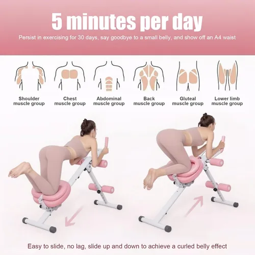 Miniatura 8 de Máquina de abdominales, equipo de entrenamiento abdominal, máquina de entrenamiento abdominal ajustable de 5 niveles con pantalla LCD