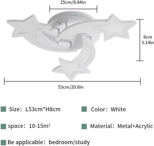 Miniatura 5 de Goeco Lámpara de techo Kidsroom, 3 modos de luz (3000 K/4500 K/6000 K) acrílico blanco cerca del techo, lámpara de techo de dibujos animados