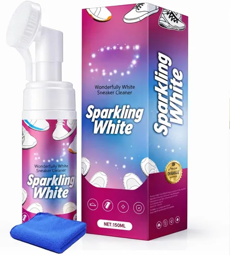 Kit de limpiador de zapatos, 5.1 fl oz de espuma para eliminar manchas profundas sin agua, con cepillo giratorio de 360°, fórmula segura