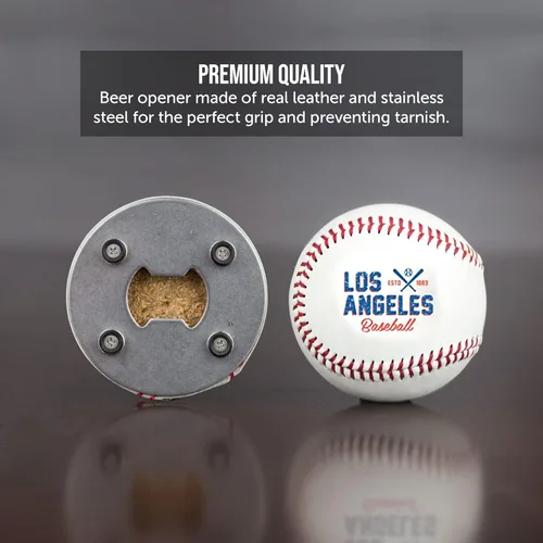 Miniatura 2 de Los Angeles D Baseball - Abrebotellas magnético de cuero y captador de tapas, accesorio genial para adolescentes y hombres