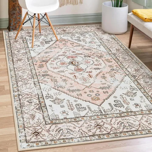 Miniatura 42 de Lahome - Tapete con diseño bohemio, pequeño, antideslizante, lavable, ultradelgado, con estampado oriental desgastado, para entrada, cocina