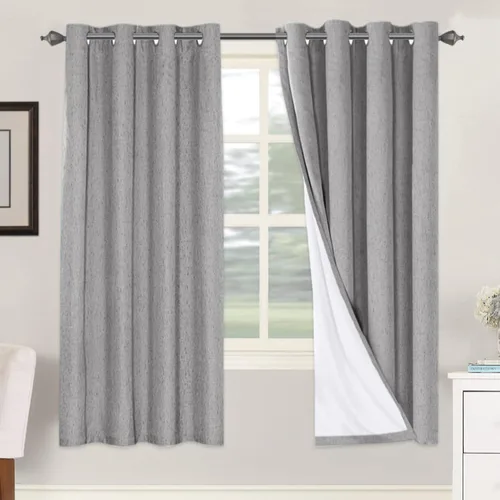 Miniatura 120 de H.VERSAILTEX Cortinas opacas de lino de 72 pulgadas de largo, 100% absolutamente opacas, con aislamiento térmico, con textura de lino, cortinas