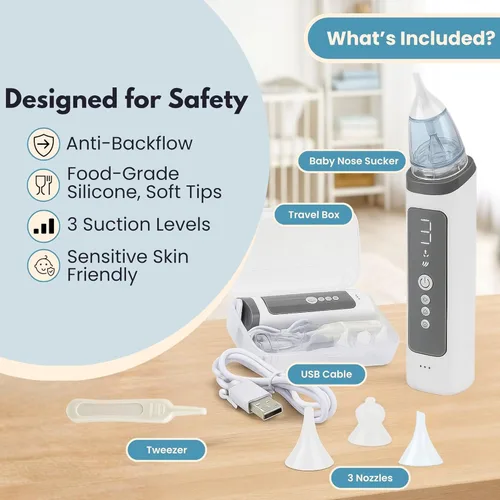 Miniatura 4 de Aspirador nasal eléctrico para bebés - Productos elegibles para bebés HSA - Artículos elegibles para bebés FSA Solo succión eléctrica suave