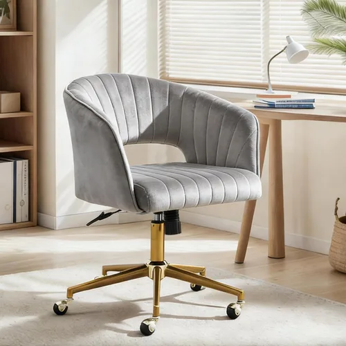 Miniatura 10 de ECHINGLE Silla de escritorio de oficina en casa, tapizada de terciopelo, moderna y cómoda, silla de oficina para mujer, ergonómica, ajustable